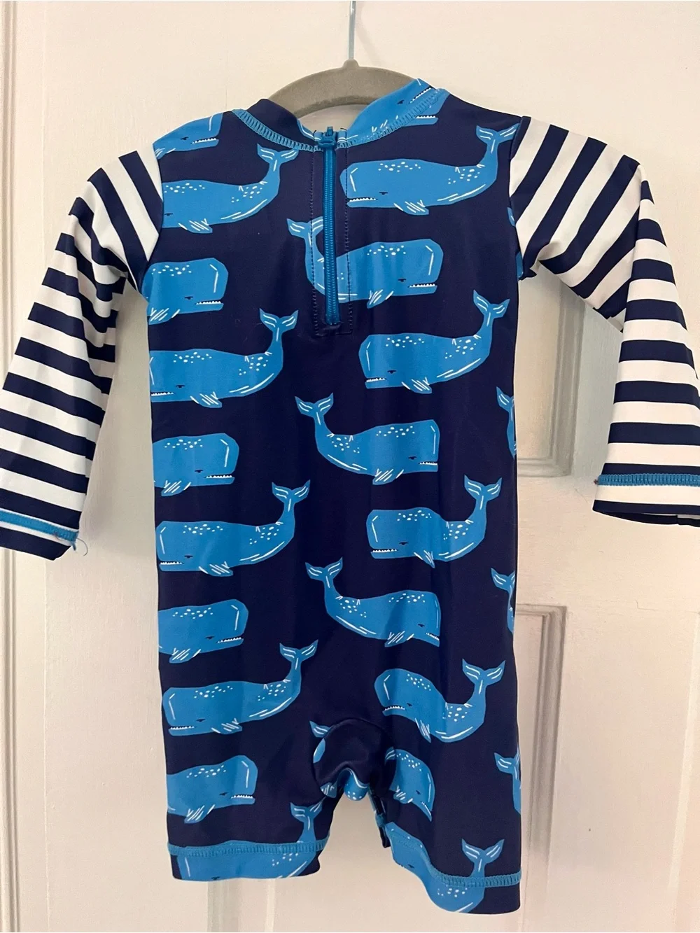 Hatley Navy & Light Blue Whale One-Piece Rashguard for baby boy